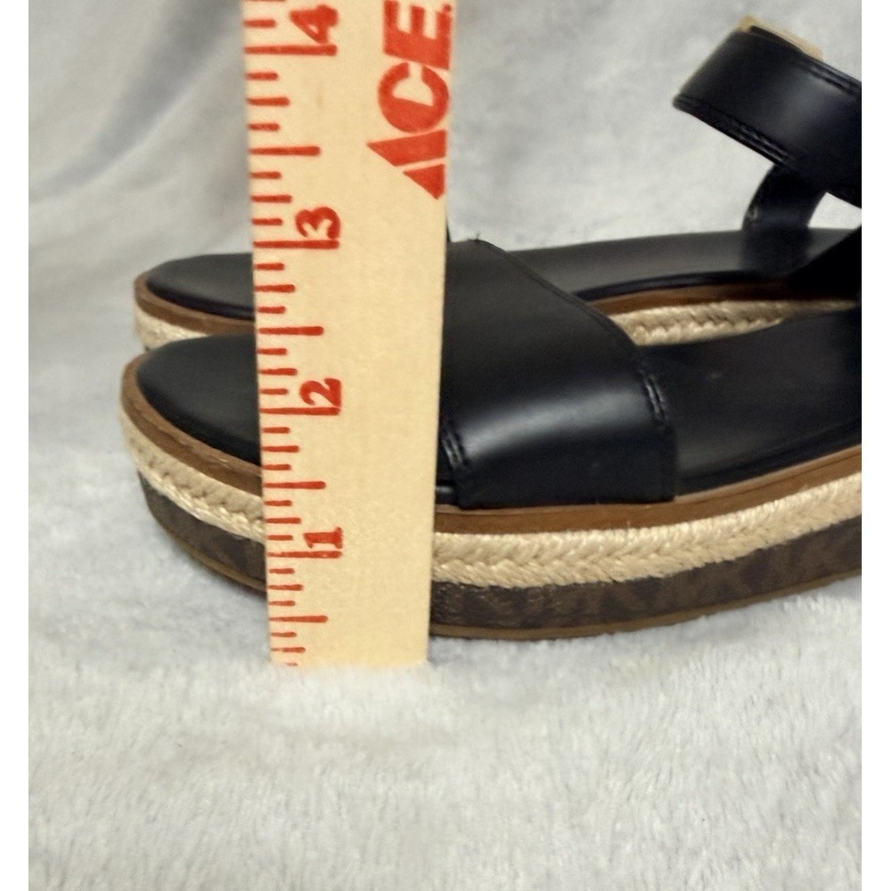 MICHAEL KORS Women Sz 9 M Richie Platform Espadrille Sandal Black Gold - Picture 4 of 7